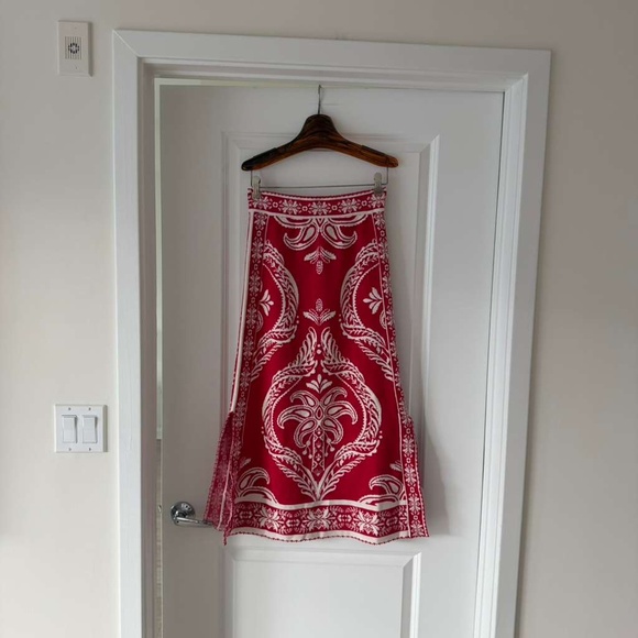 Farm Rio Red Tropical Jacquard Knit Skirt - Picture 6 of 8